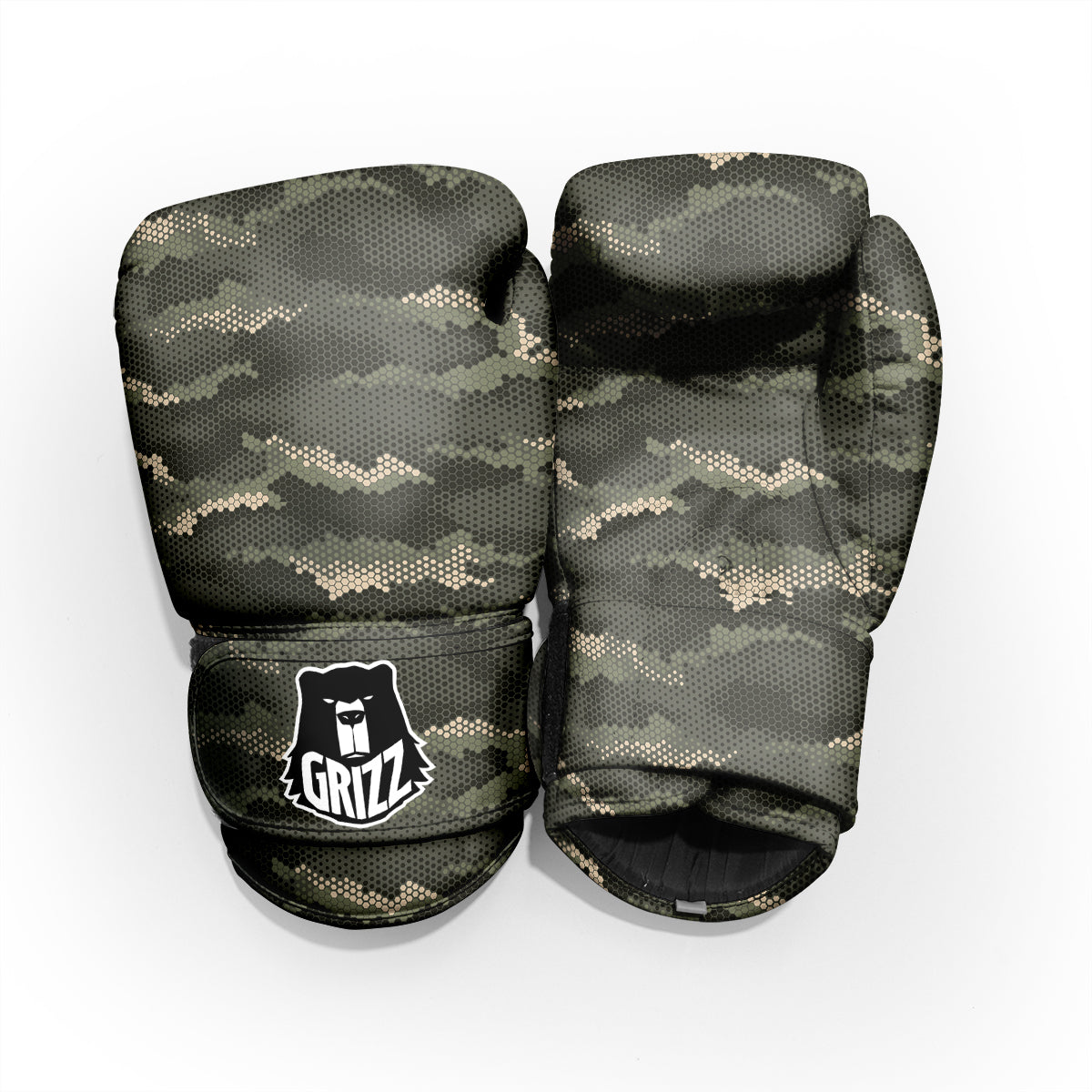 Digital Camo Army Green Print Pattern Pro Boxing Glove
