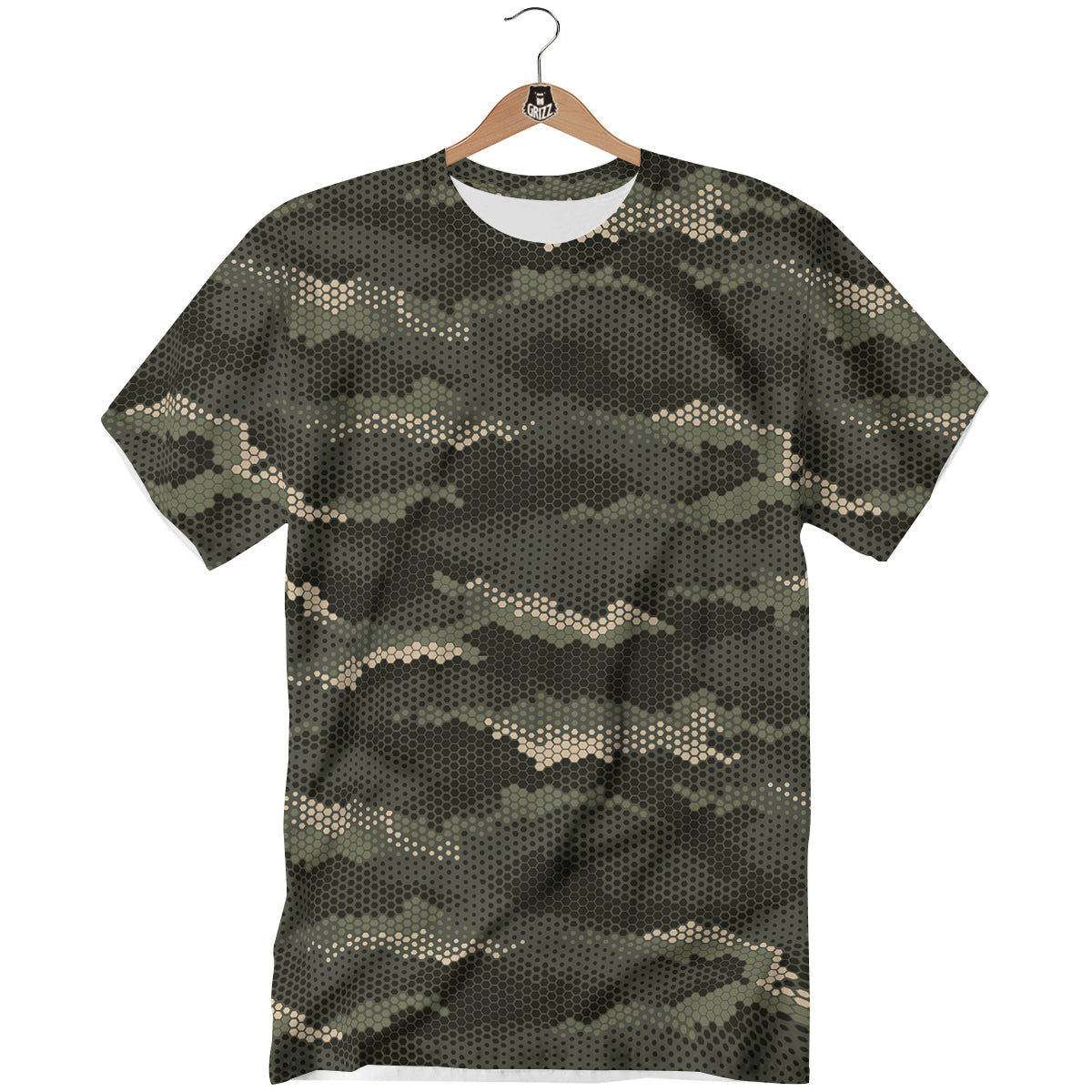 Digital Camo Army Green Print Pattern T-Shirt-grizzshop