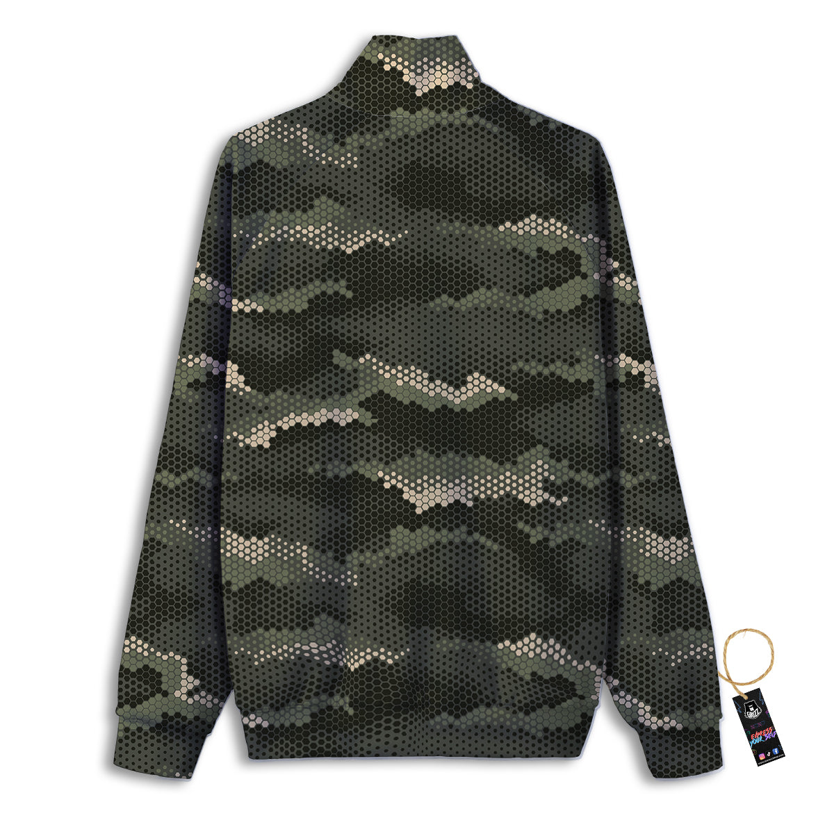 Digital Camo Army Green Print Pattern Track Jacket-grizzshop
