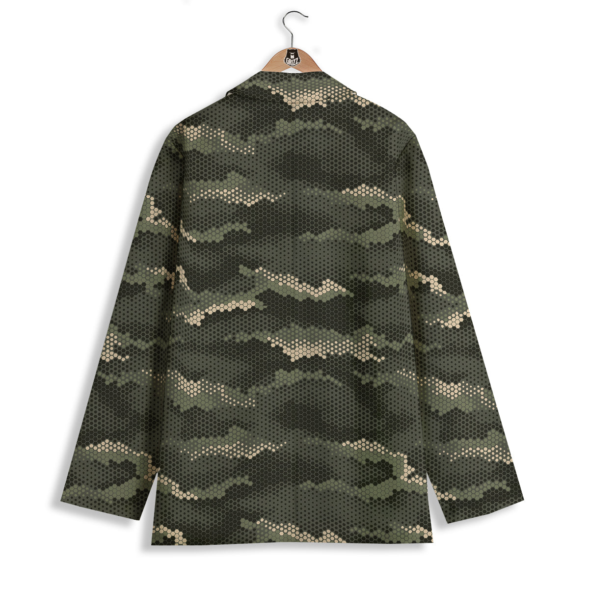Digital Camo Army Green Print Pattern Women's Blazer-grizzshop
