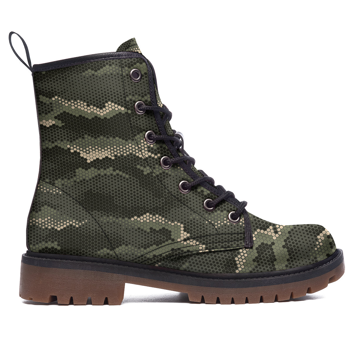 Digital Camo Army Green Print Pattern Work Boots-grizzshop