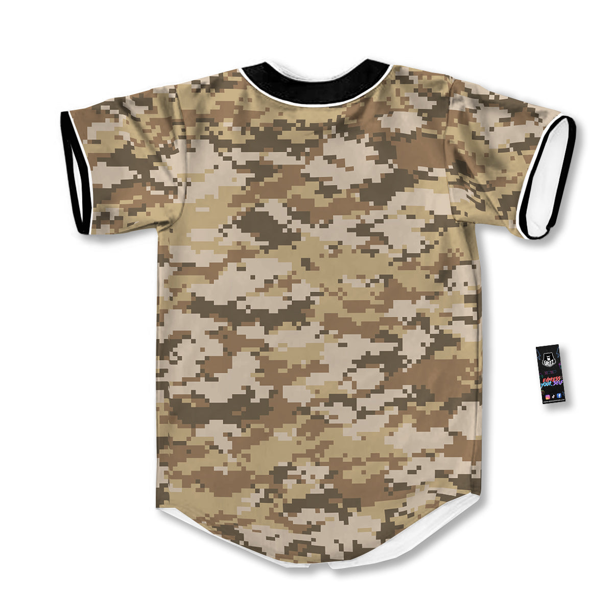 Digital Camo Beige Print Pattern Baseball Jersey-grizzshop
