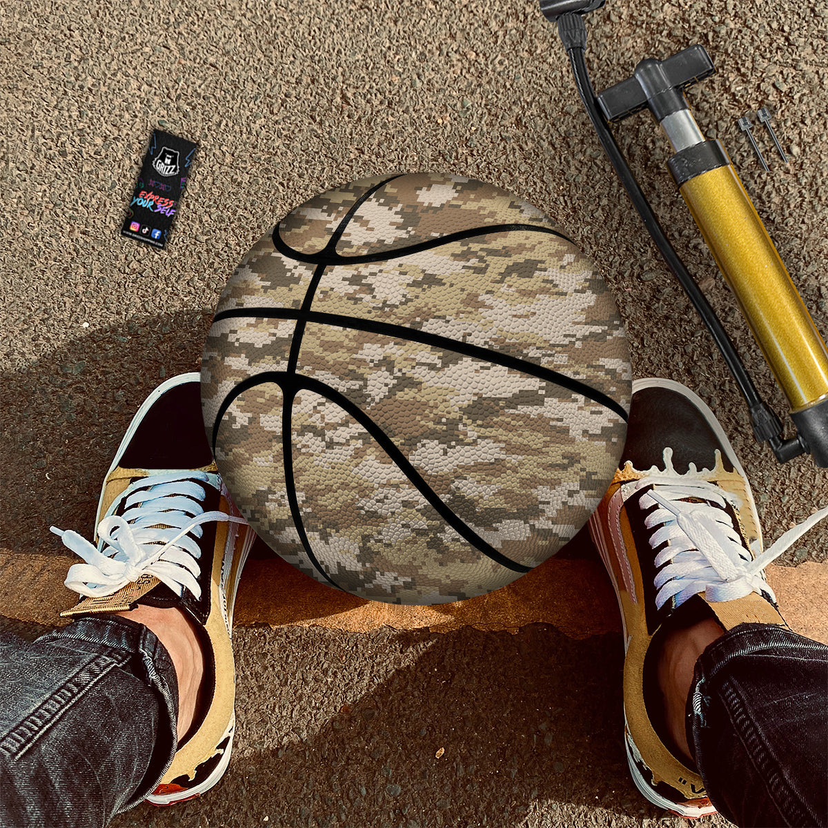 Digital Camo Beige Print Pattern Basketball-grizzshop