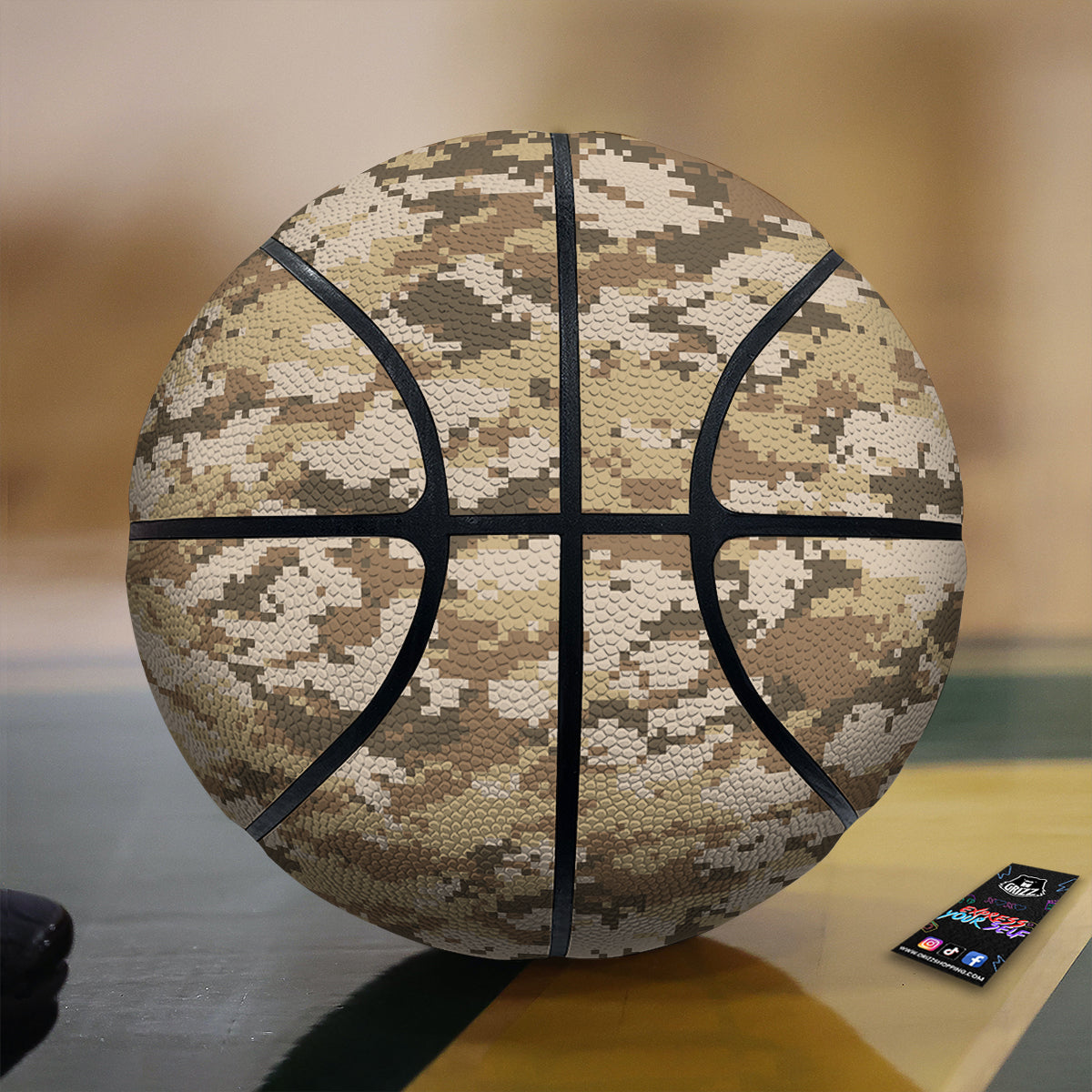Digital Camo Beige Print Pattern Basketball-grizzshop