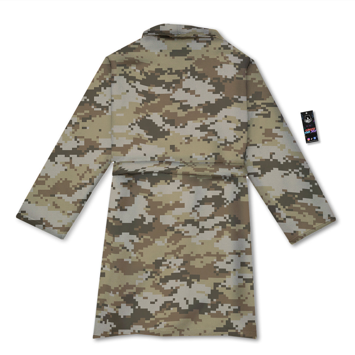 Digital Camo Beige Print Pattern Bathrobe-grizzshop