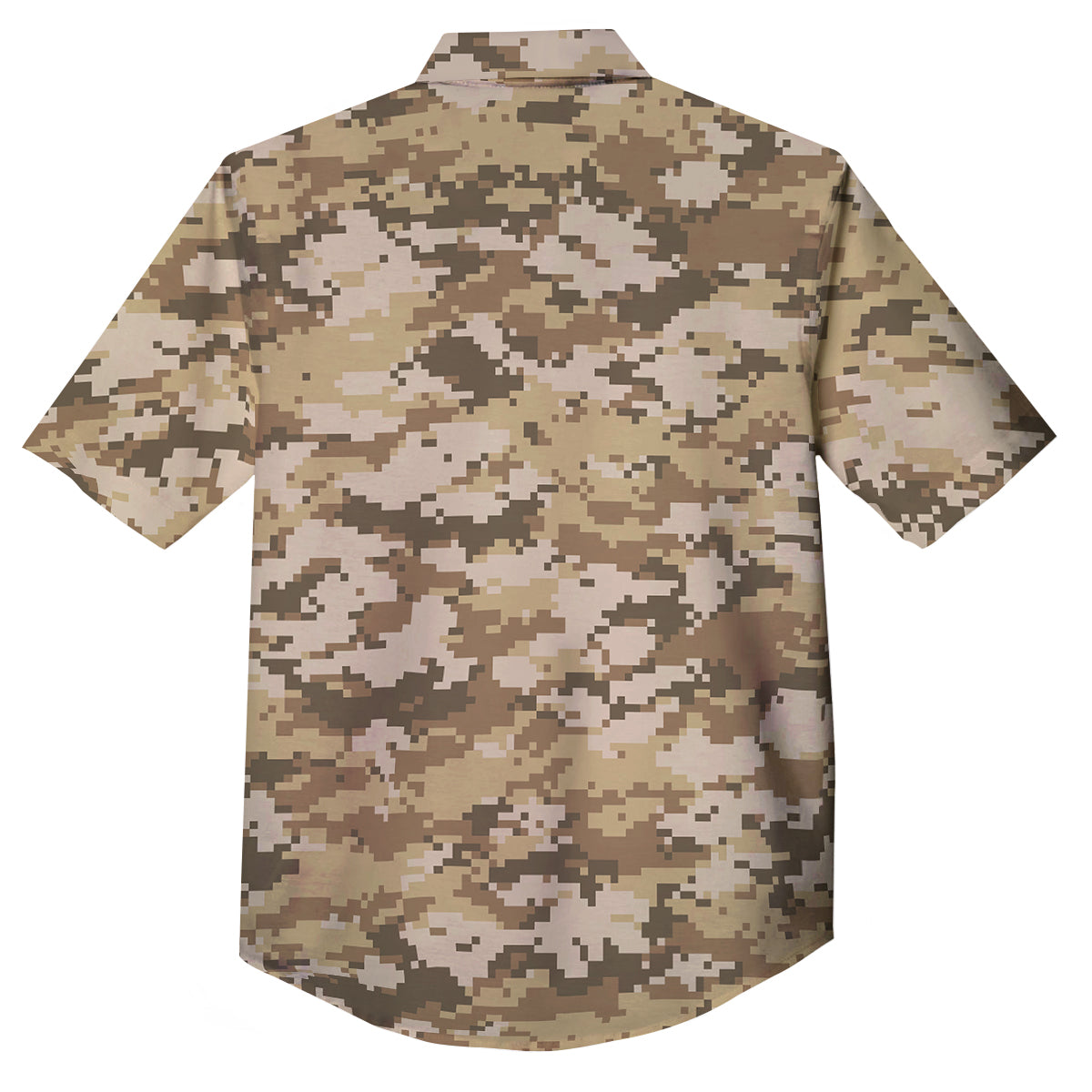 Digital Camo Beige Print Pattern Button Up Shirt-grizzshop
