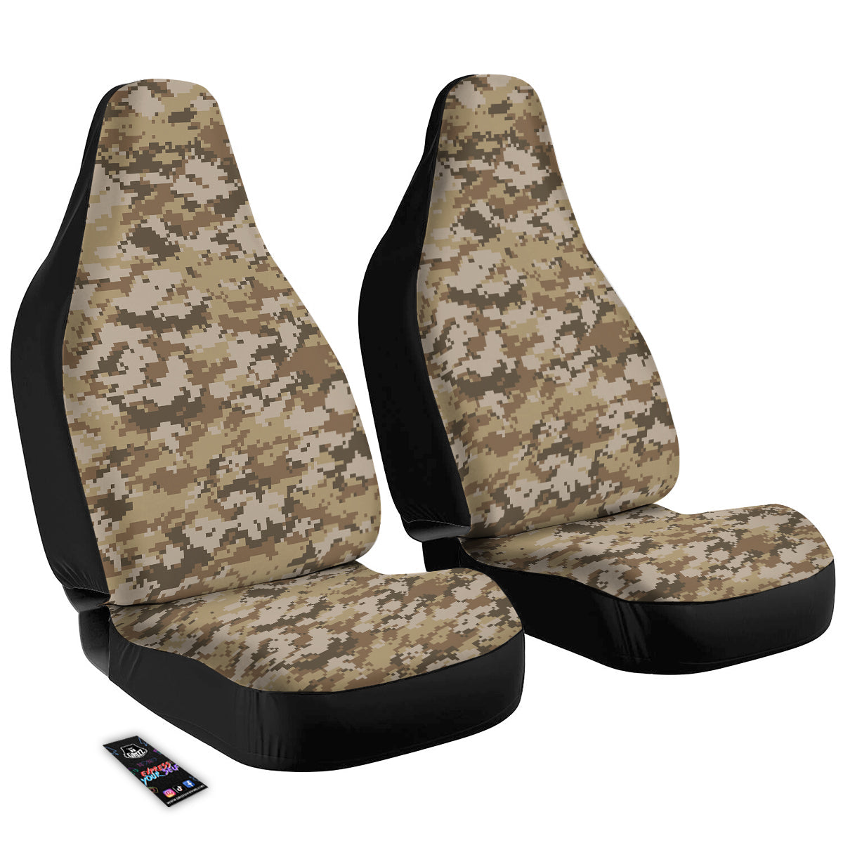 Digital Camo Beige Print Pattern Car Seat Covers-grizzshop