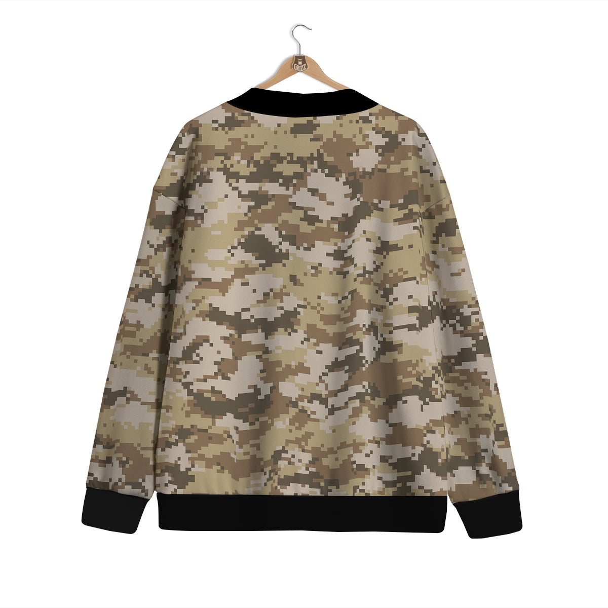 Digital Camo Beige Print Pattern Cardigan-grizzshop