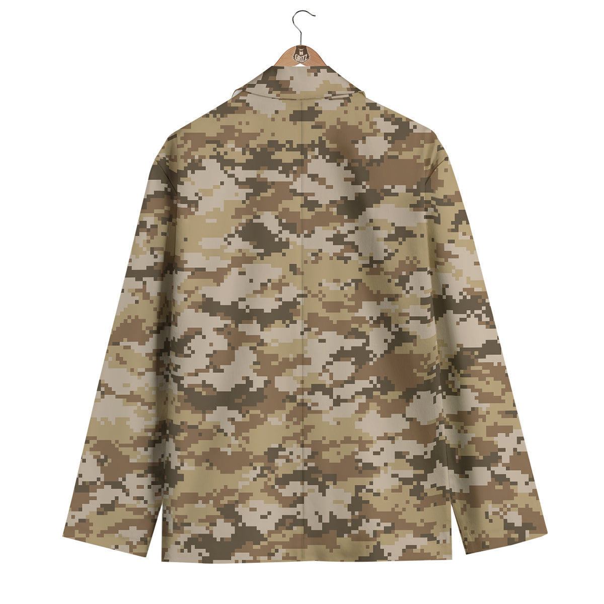 Digital Camo Beige Print Pattern Men's Blazer-grizzshop