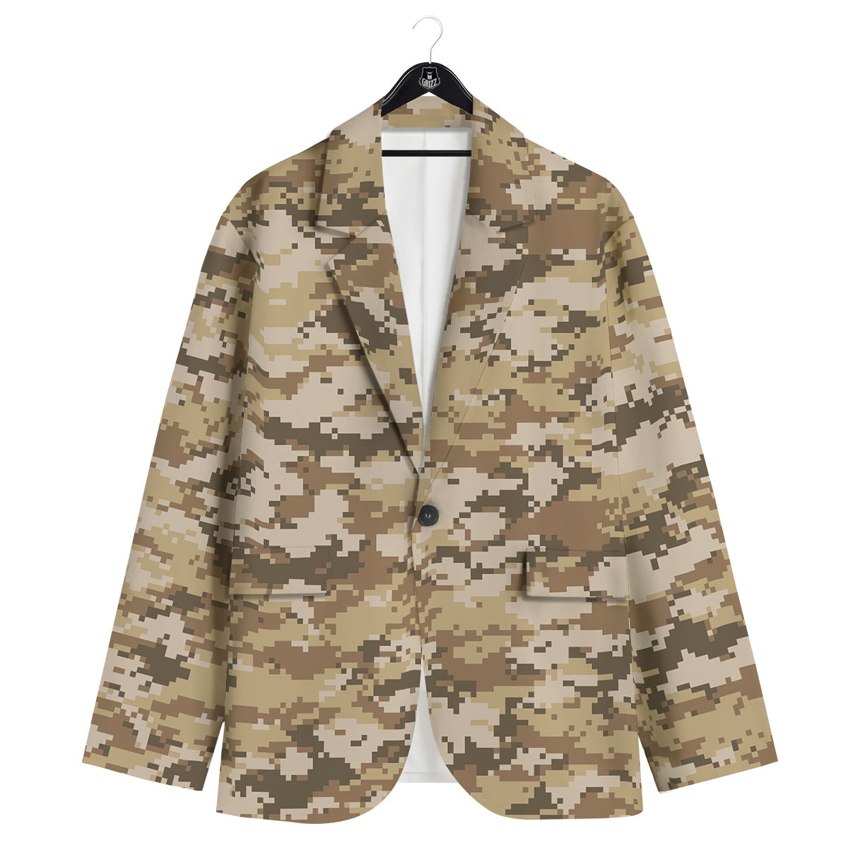 Digital Camo Beige Print Pattern Men's Sport Coat-grizzshop