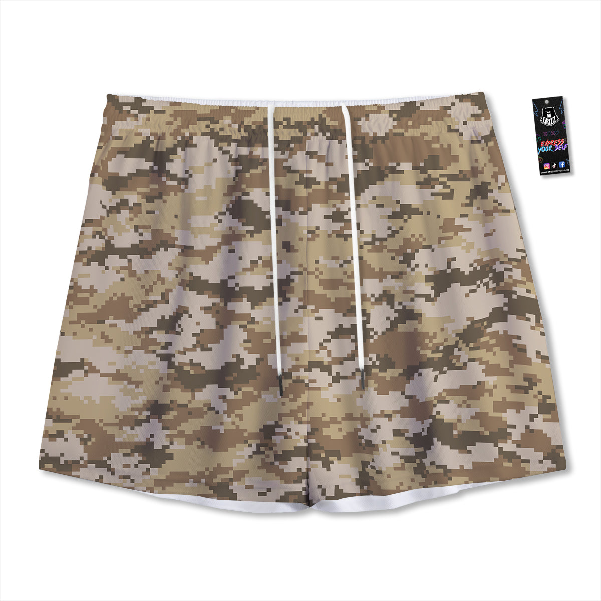 Floral Hummingbird Dark Blue Print Mesh Shorts