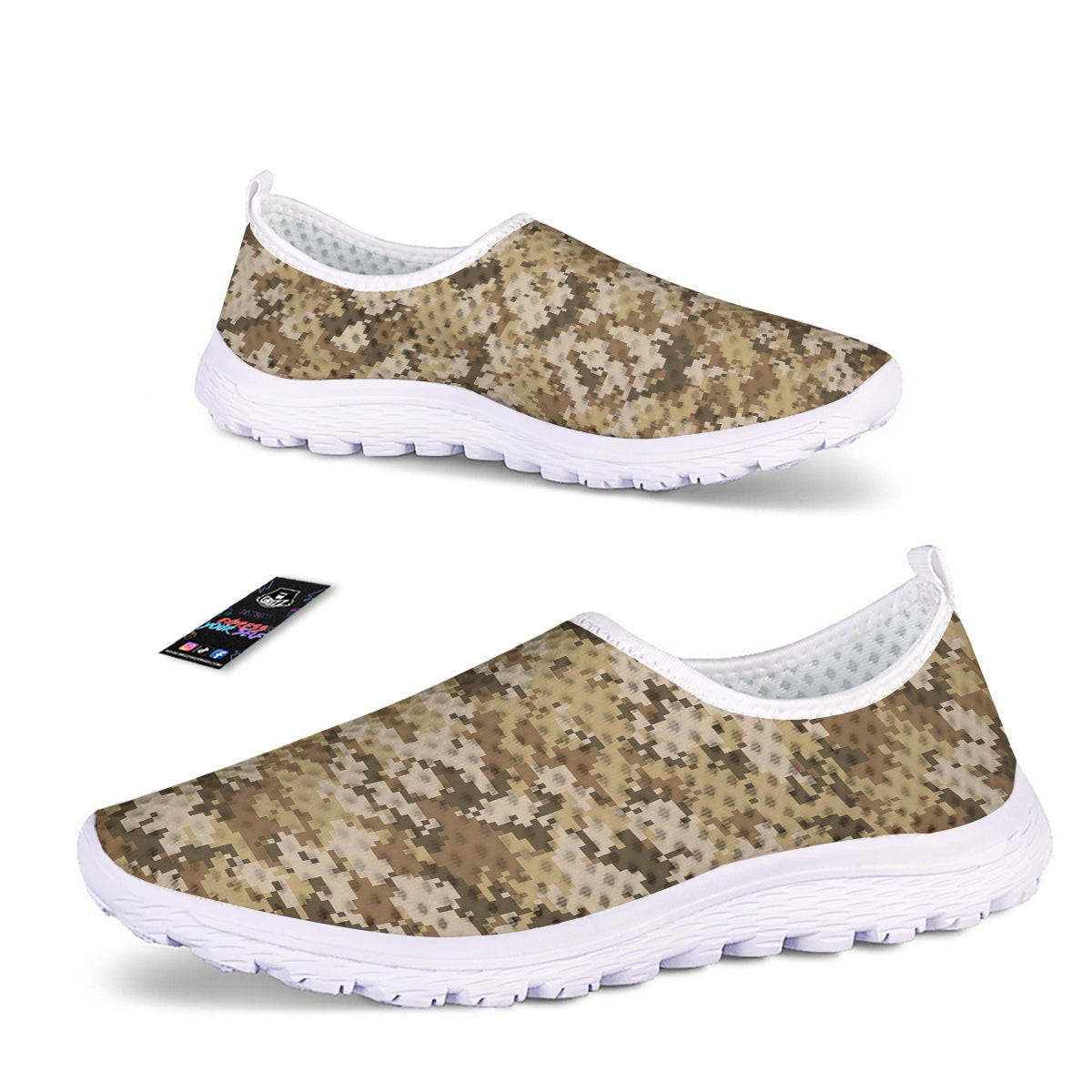 Digital Camo Beige Print Pattern Nurse Shoes-grizzshop