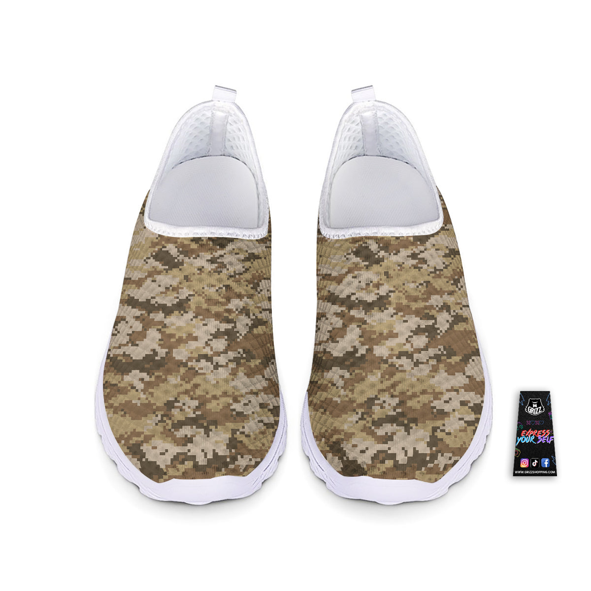 Digital Camo Beige Print Pattern Nurse Shoes-grizzshop
