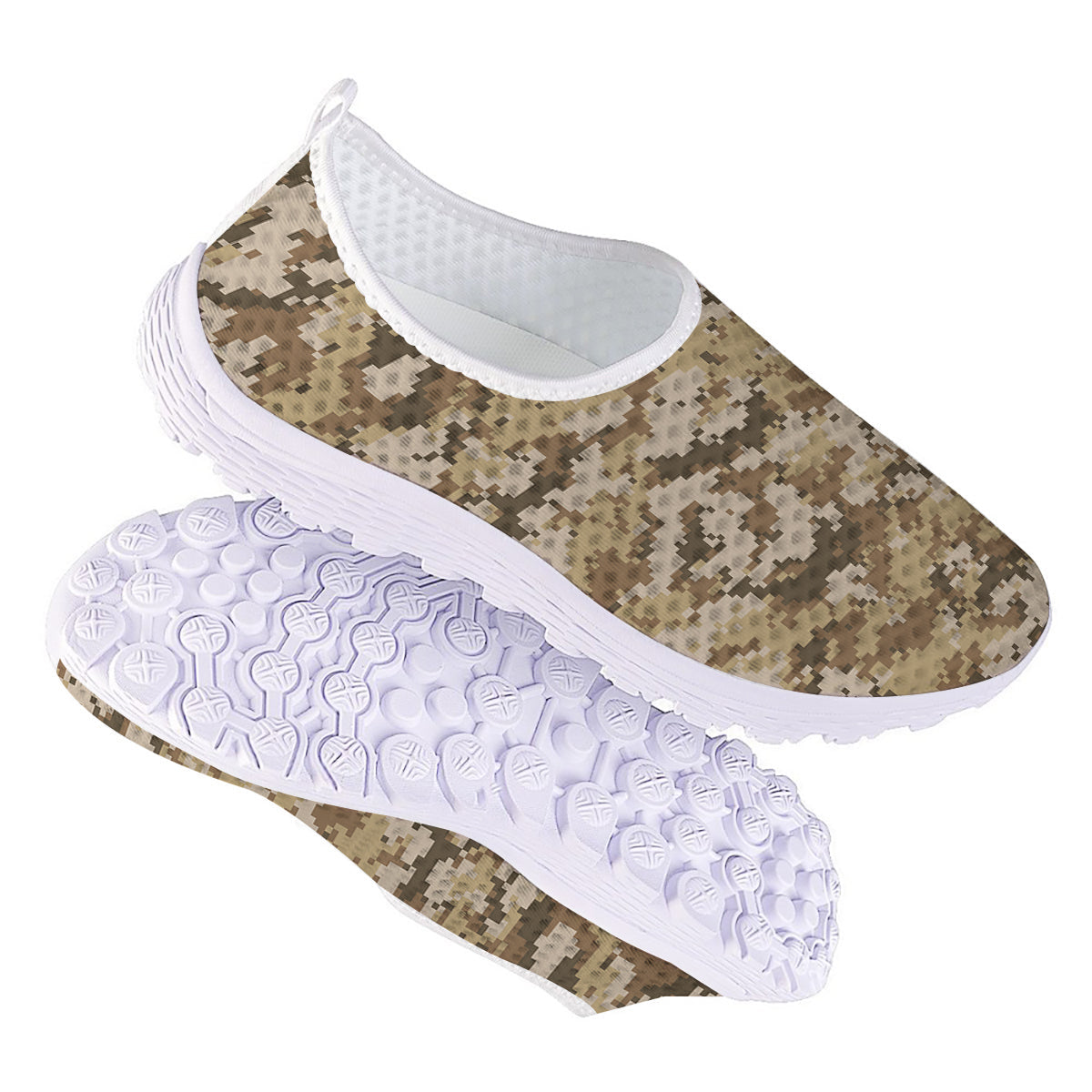 Digital Camo Beige Print Pattern Nurse Shoes-grizzshop