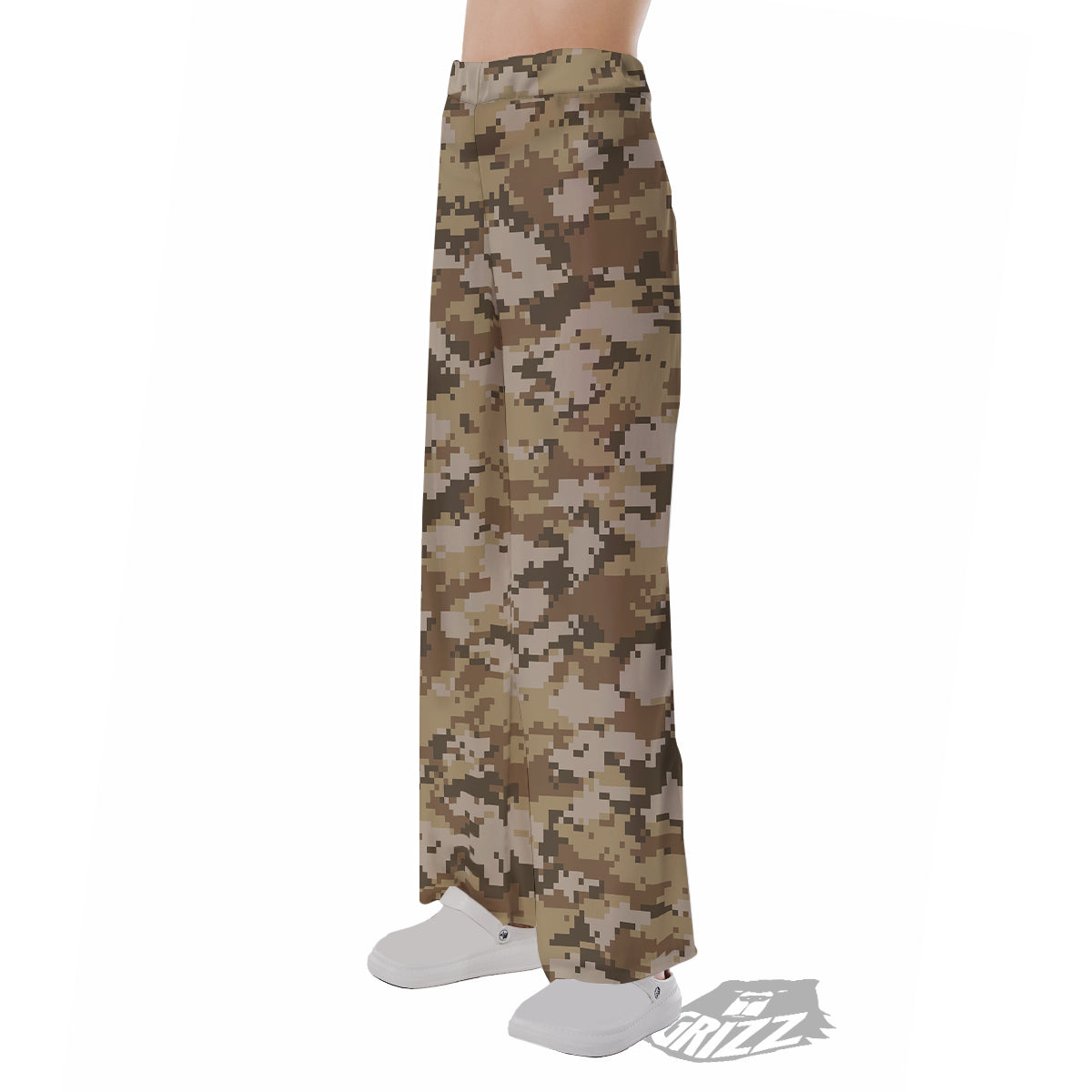 Digital Camo Beige Print Pattern Pajama Pants-grizzshop