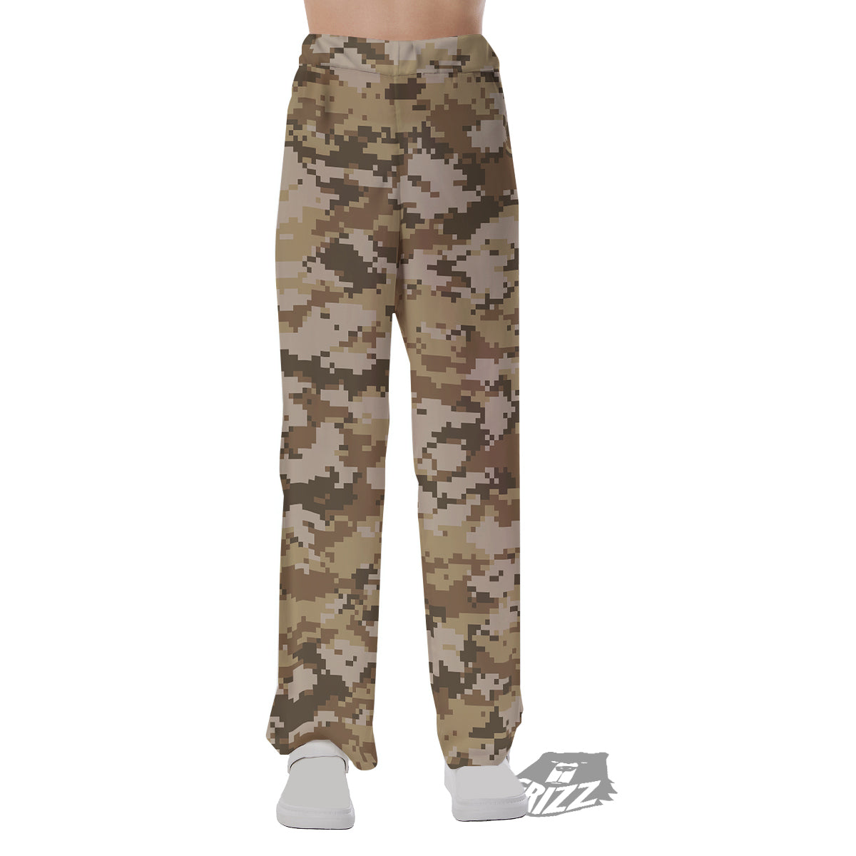 Digital Camo Beige Print Pattern Pajama Pants-grizzshop