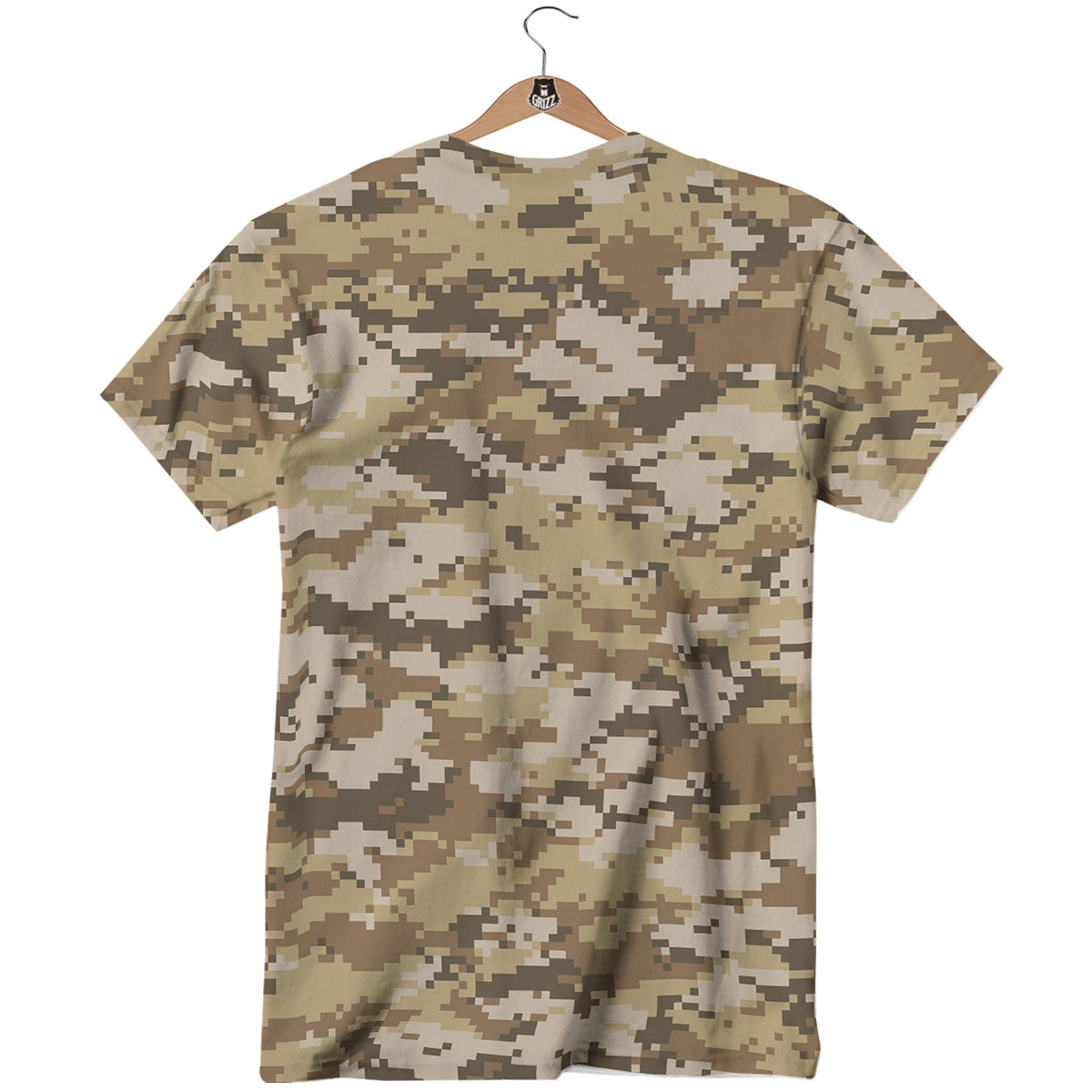 Digital Camo Beige Print Pattern T-Shirt-grizzshop