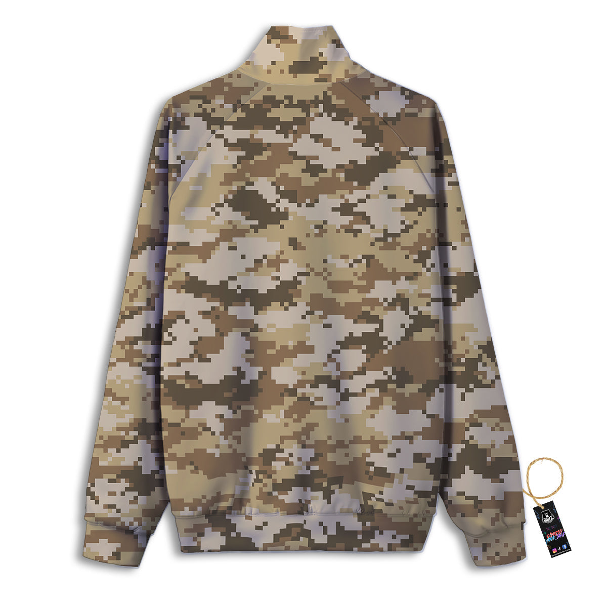 Digital Camo Beige Print Pattern Track Jacket-grizzshop