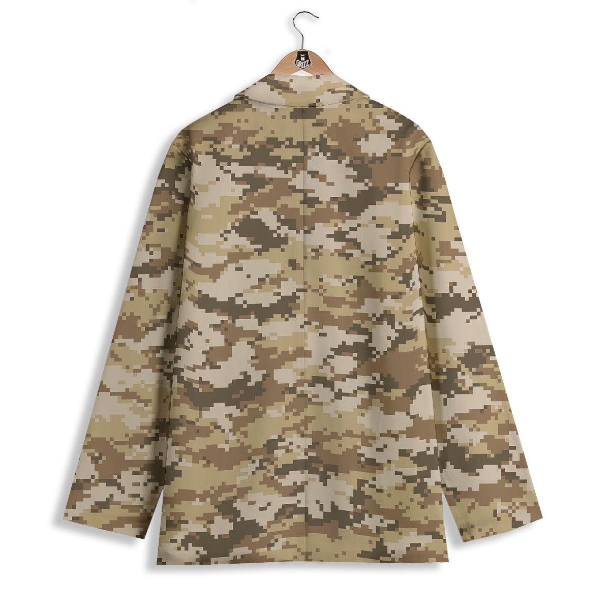 Digital Camo Beige Print Pattern Women's Blazer-grizzshop