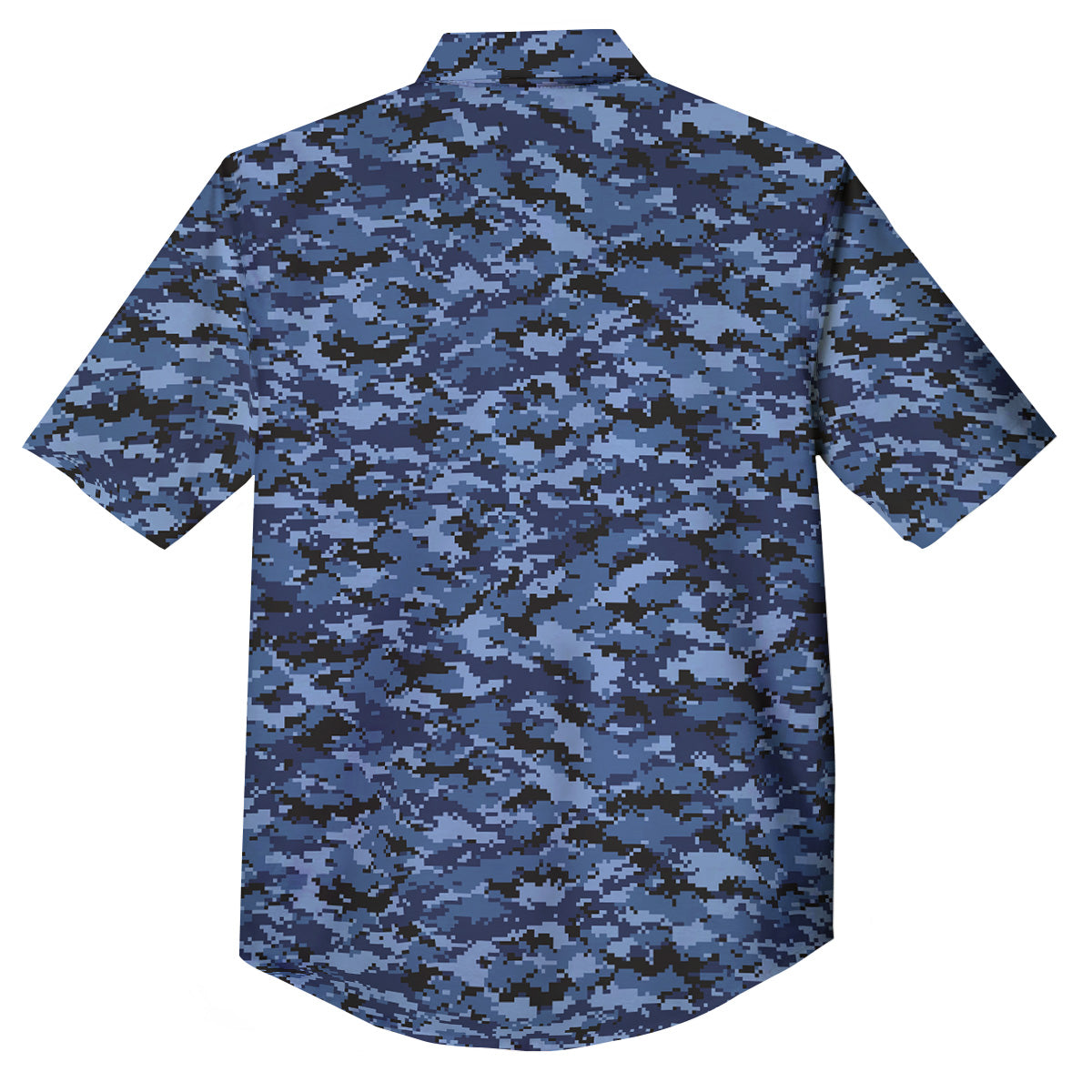 Digital Camo Black And Blue Print Button Up Shirt-grizzshop