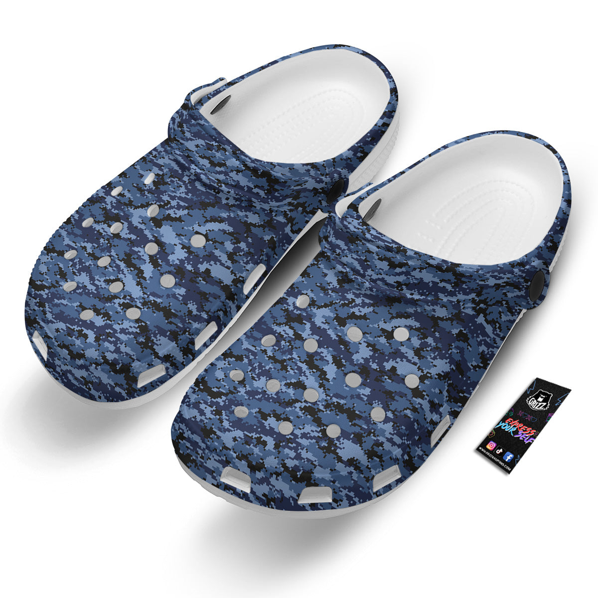 Digital Camo Black And Blue Print Clog-grizzshop