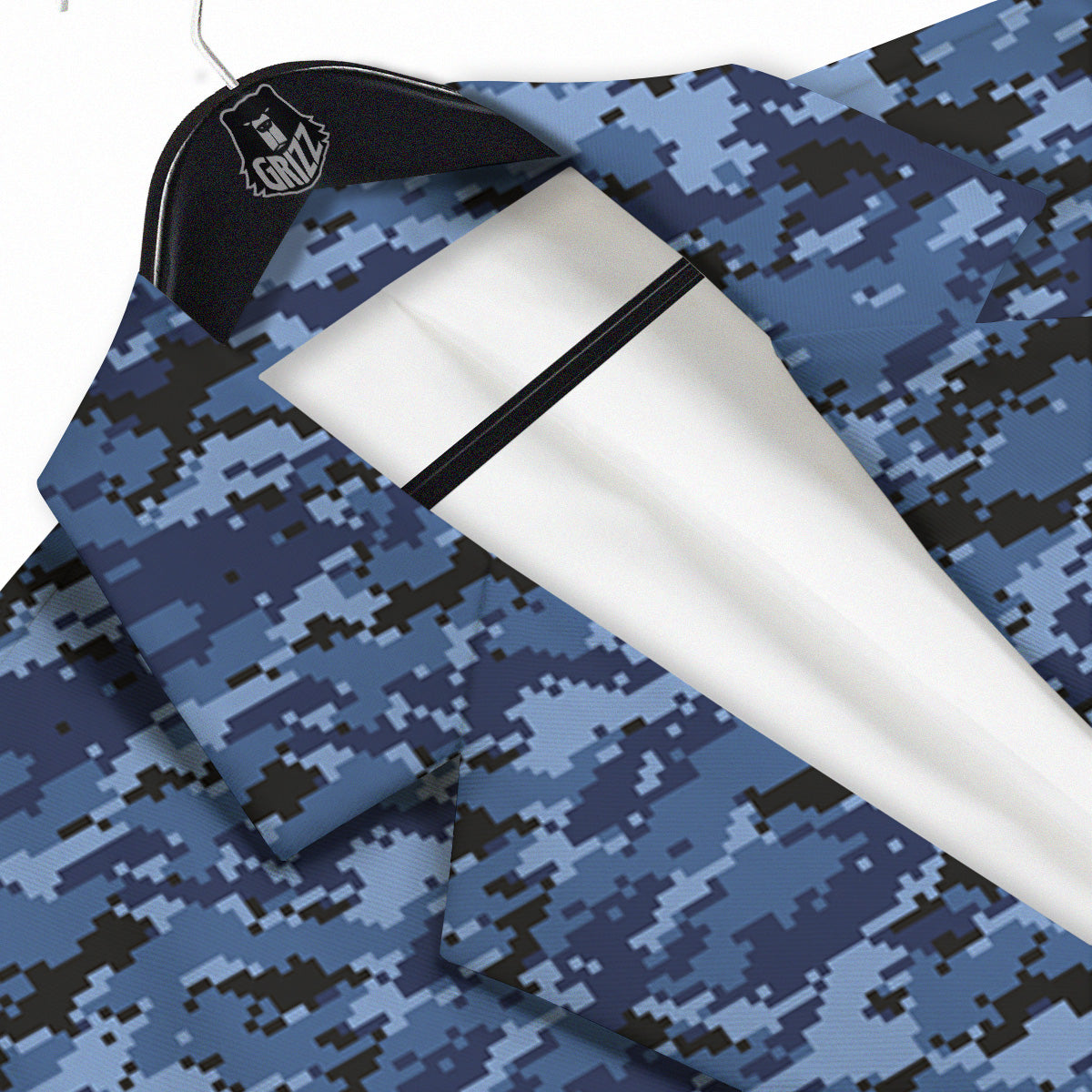 Digital Camo Black And Blue Print Men's Sport Coat-grizzshop