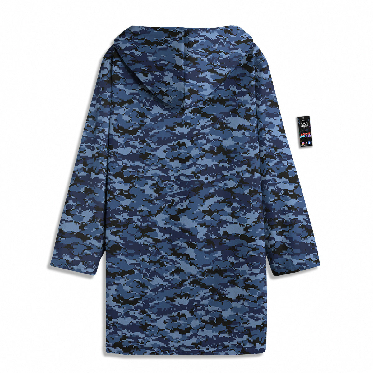 Digital Camo Black And Blue Print Men's Windbreaker Jacket-grizzshop