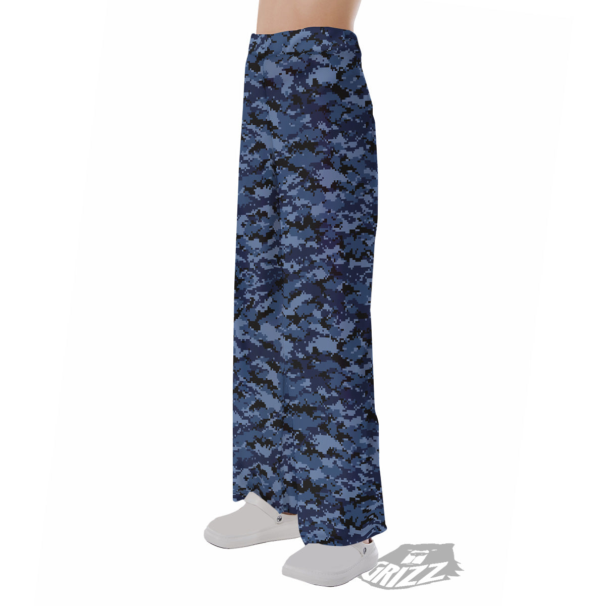Digital Camo Black And Blue Print Pajama Pants-grizzshop