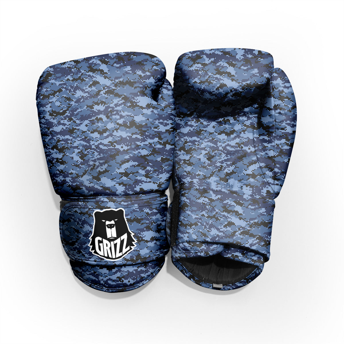 Digital Camo Black And Blue Print Pro Boxing Glove