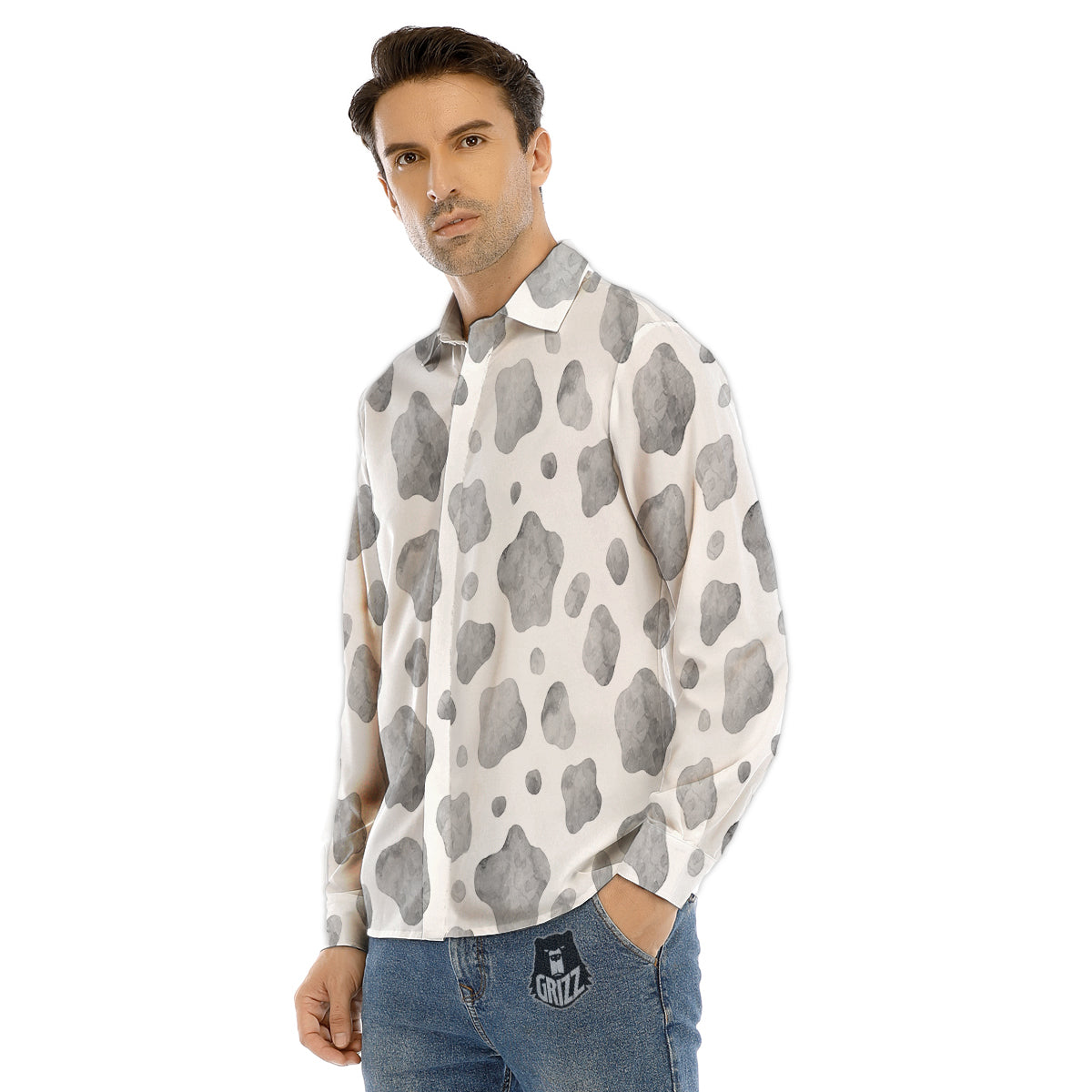 Digital Camo Black And Red Print Pattern Men's Dress Shirts-grizzshop