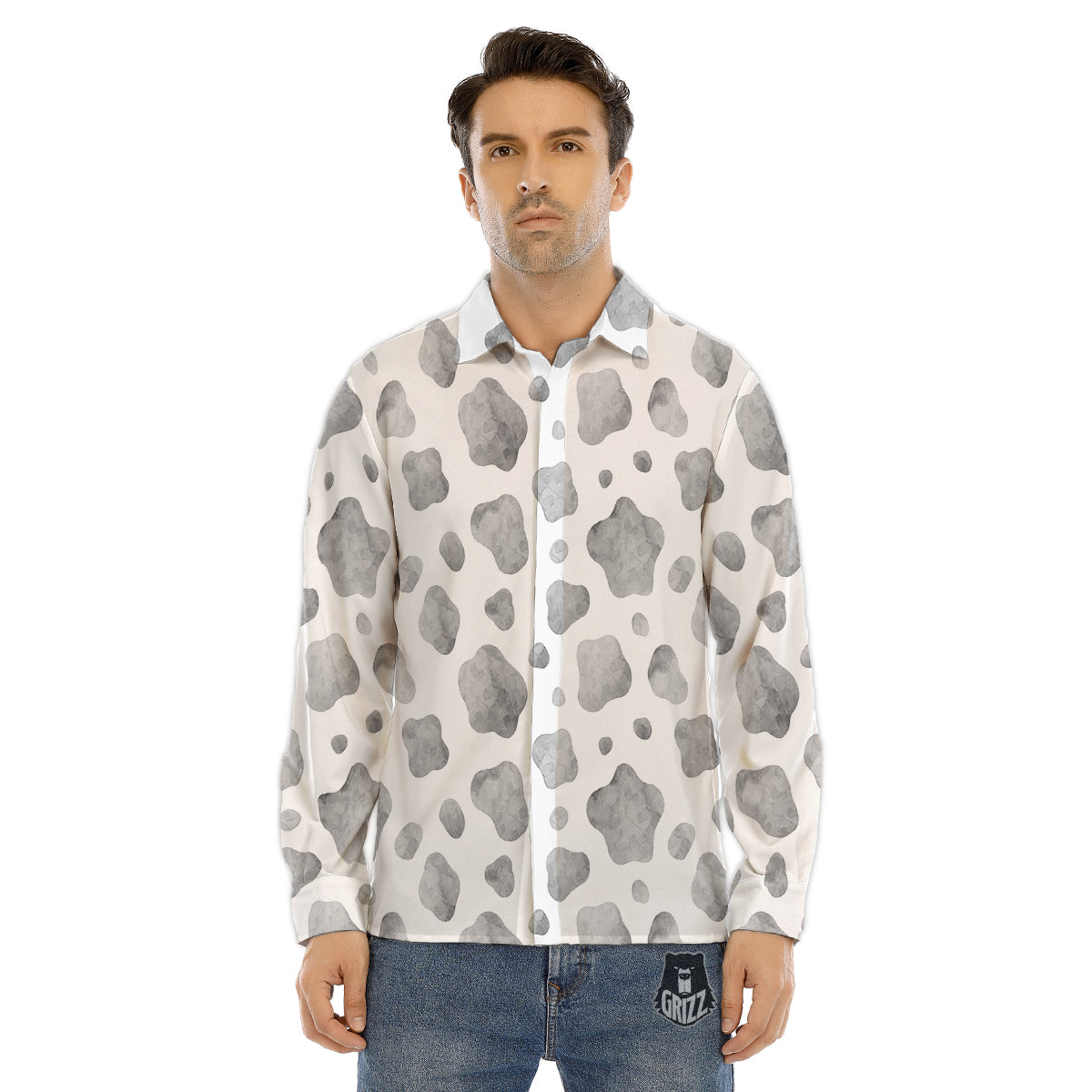 Digital Camo Black And Red Print Pattern Men's Dress Shirts-grizzshop