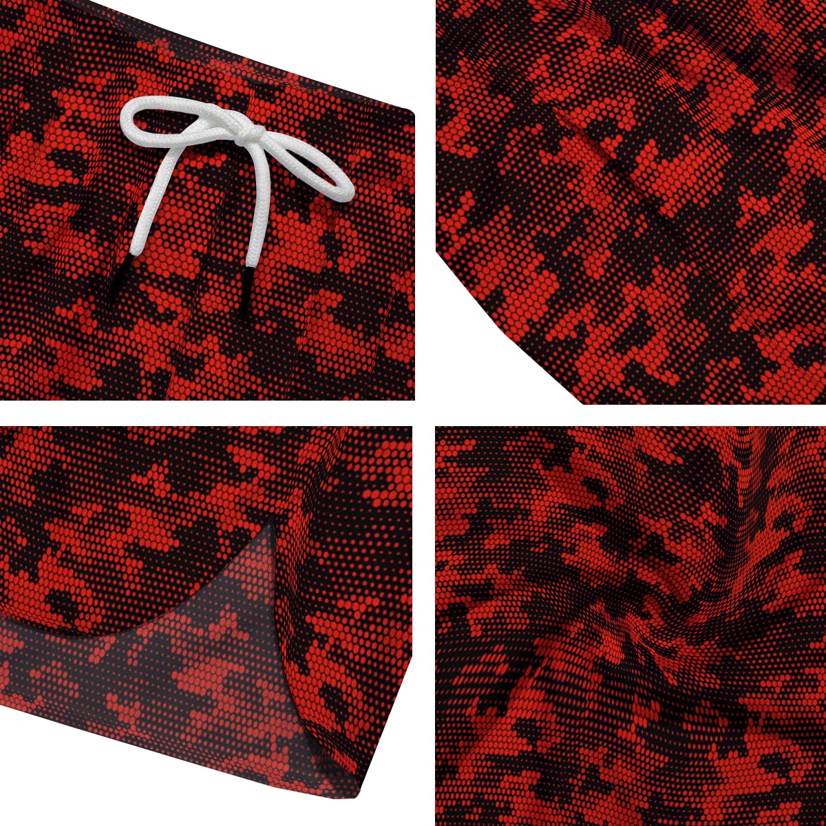 Digital Camo Black And Red Print Pattern Men's Running Shorts-grizzshop