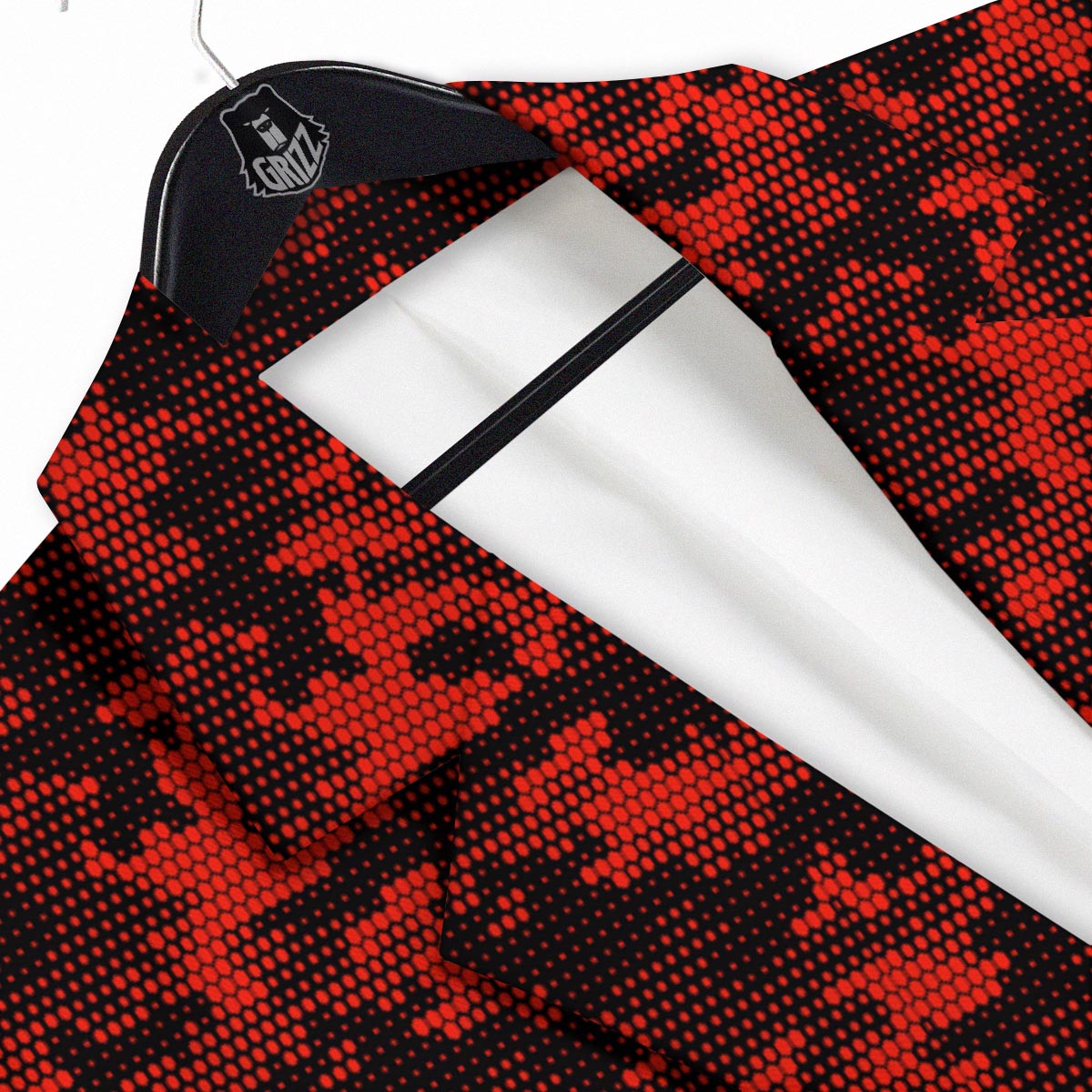 Digital Camo Black And Red Print Pattern Men's Sport Coat-grizzshop