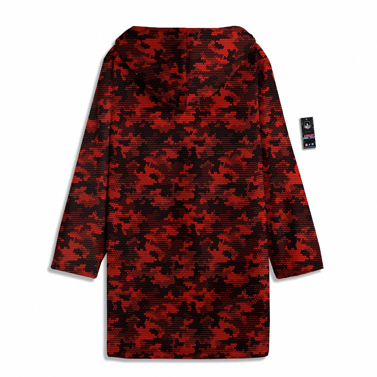 Digital Camo Black And Red Print Pattern Men's Windbreaker Jacket-grizzshop