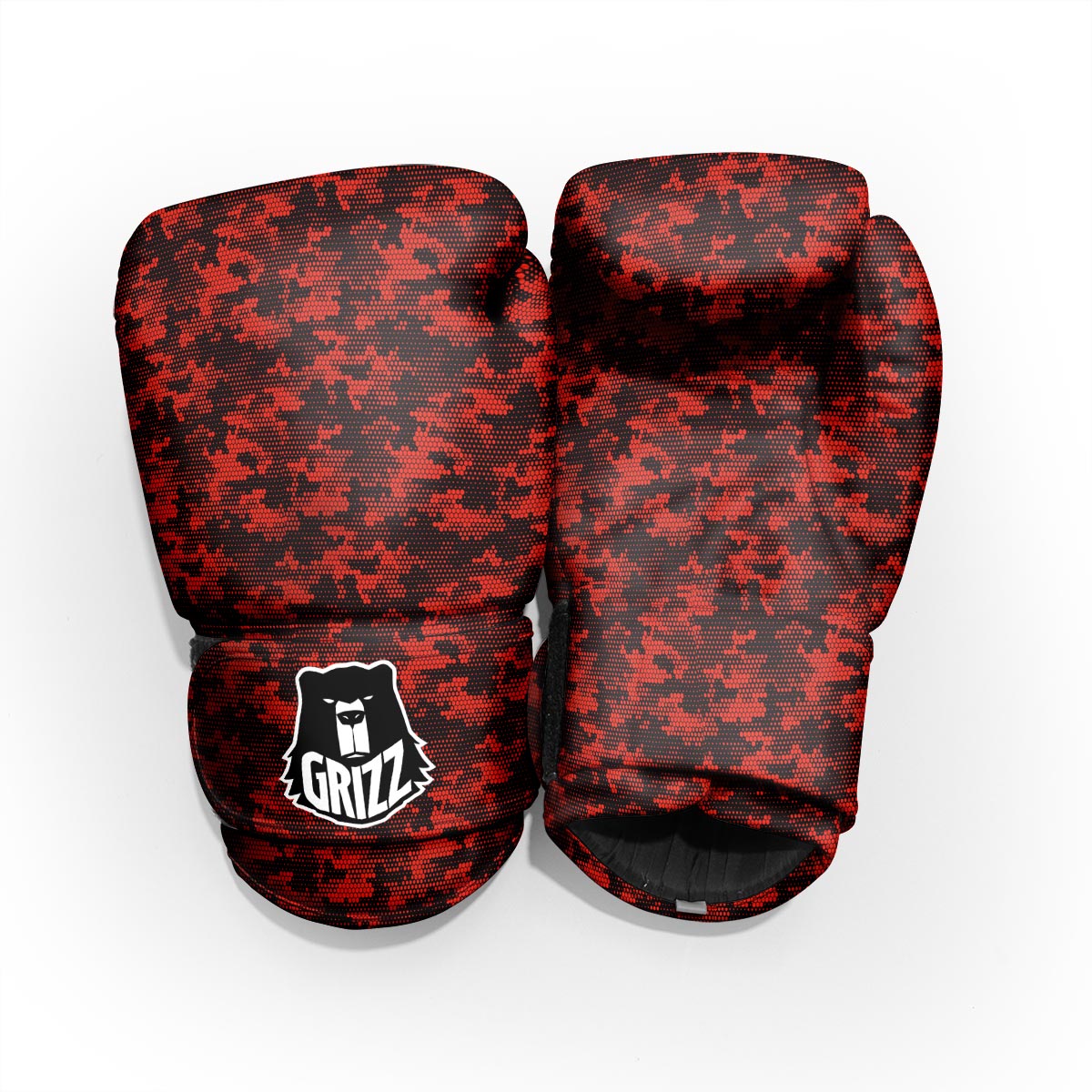 Digital Camo Black And Red Print Pattern Pro Boxing Glove