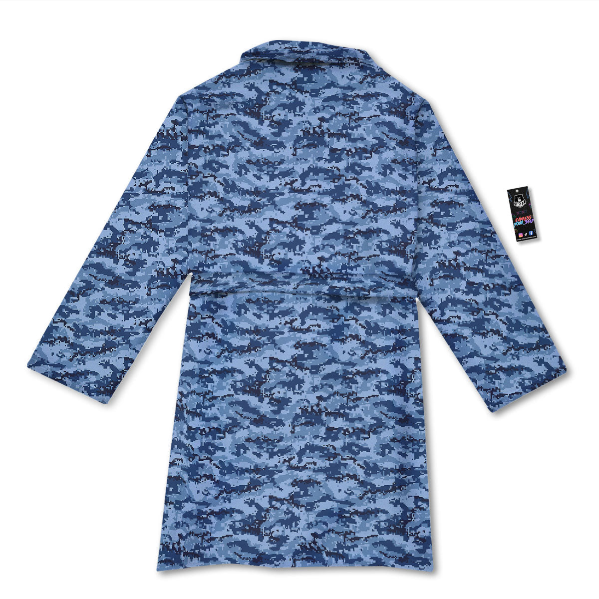 Digital Camo Blue Print Pattern Bathrobe-grizzshop