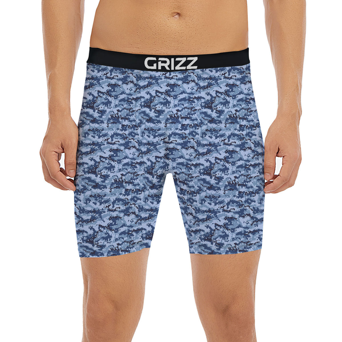 Digital Camo Blue Print Pattern Boxer Briefs-grizzshop