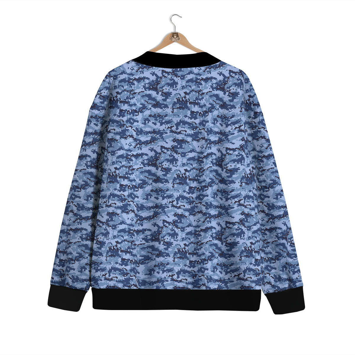 Digital Camo Blue Print Pattern Cardigan-grizzshop