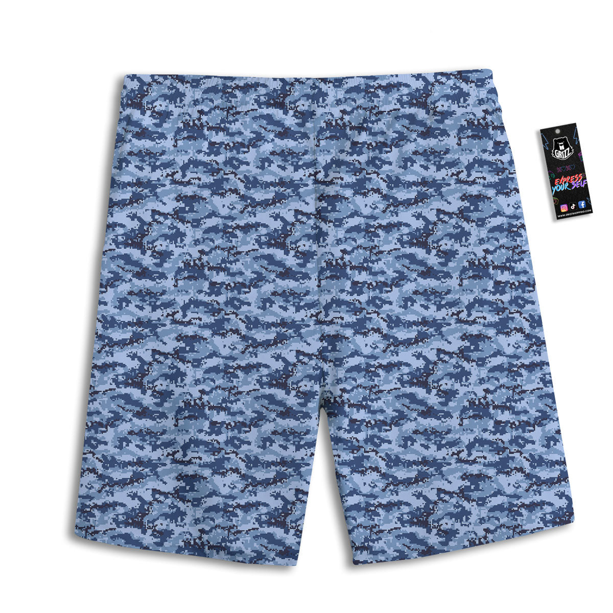 Digital Camo Blue Print Pattern Men's Athletic Shorts