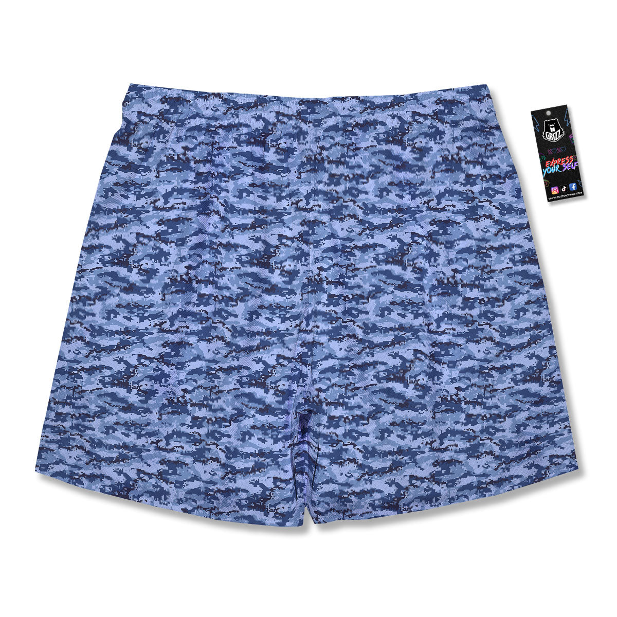 Digital Camo Blue Print Pattern Men's Running Shorts-grizzshop