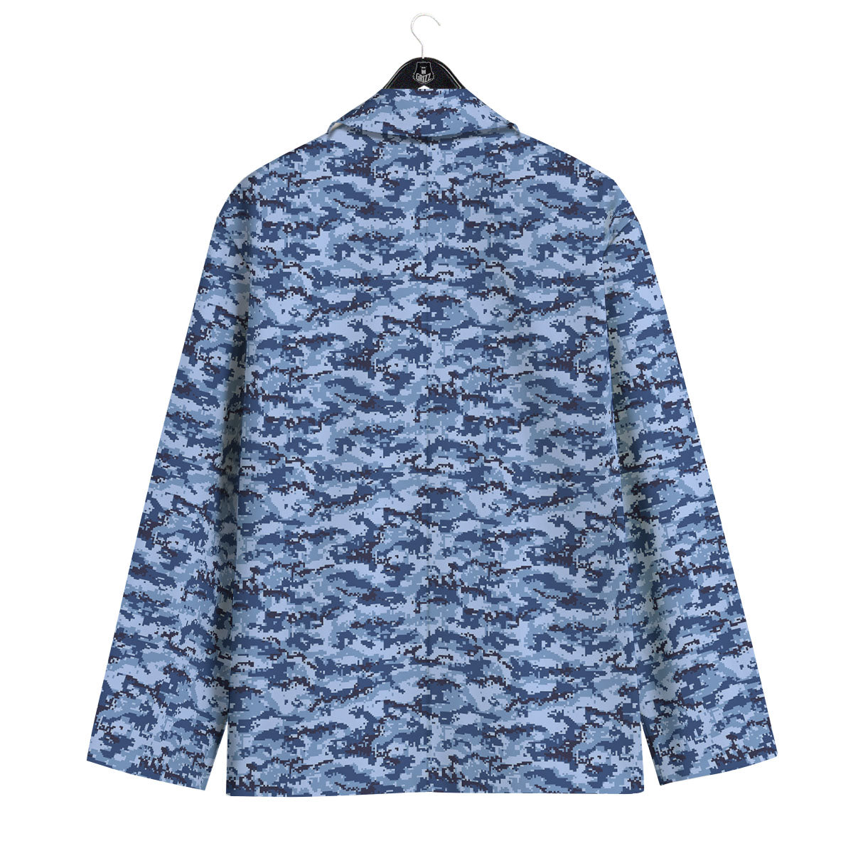Digital Camo Blue Print Pattern Men's Sport Coat-grizzshop