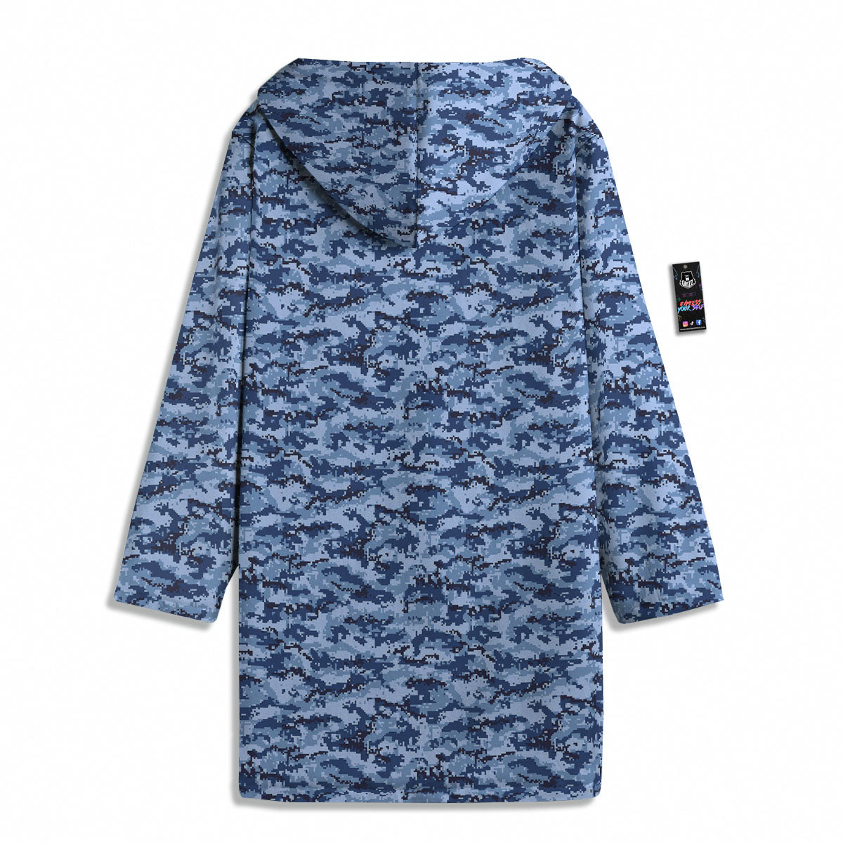 Digital Camo Blue Print Pattern Men's Windbreaker Jacket-grizzshop