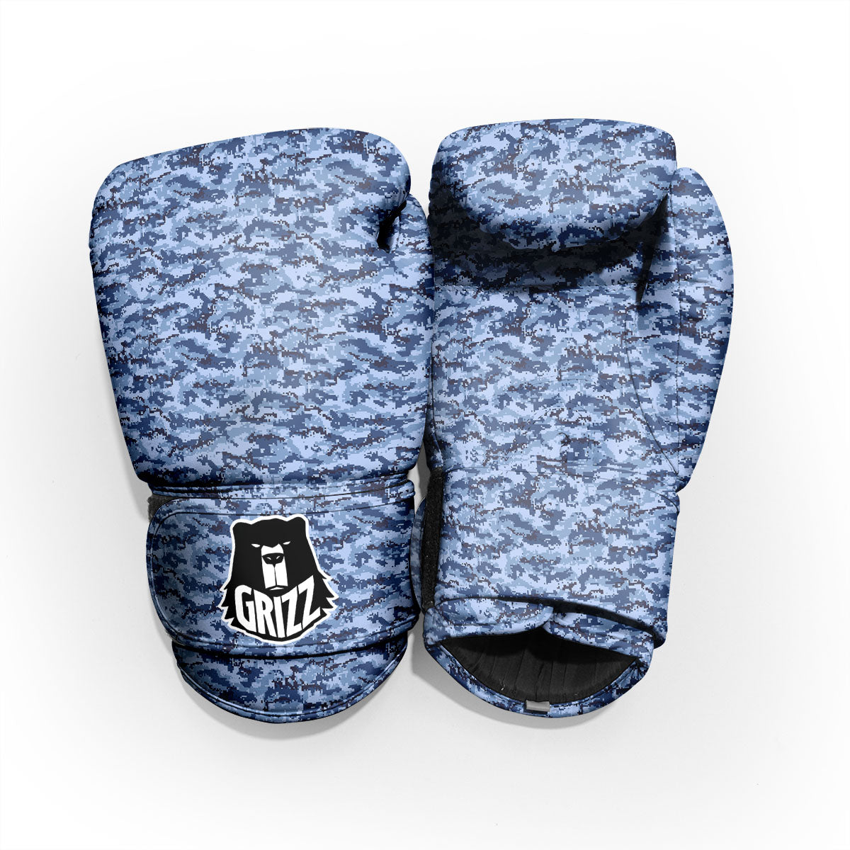 Digital Camo Blue Print Pattern Pro Boxing Glove