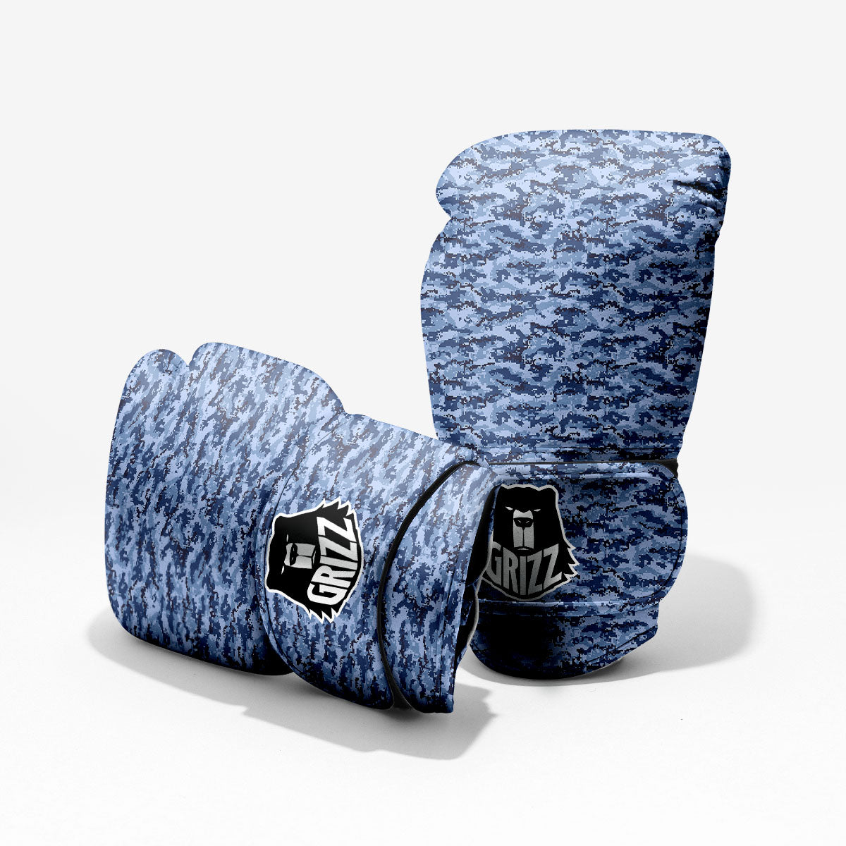 Digital Camo Blue Print Pattern Pro Boxing Glove