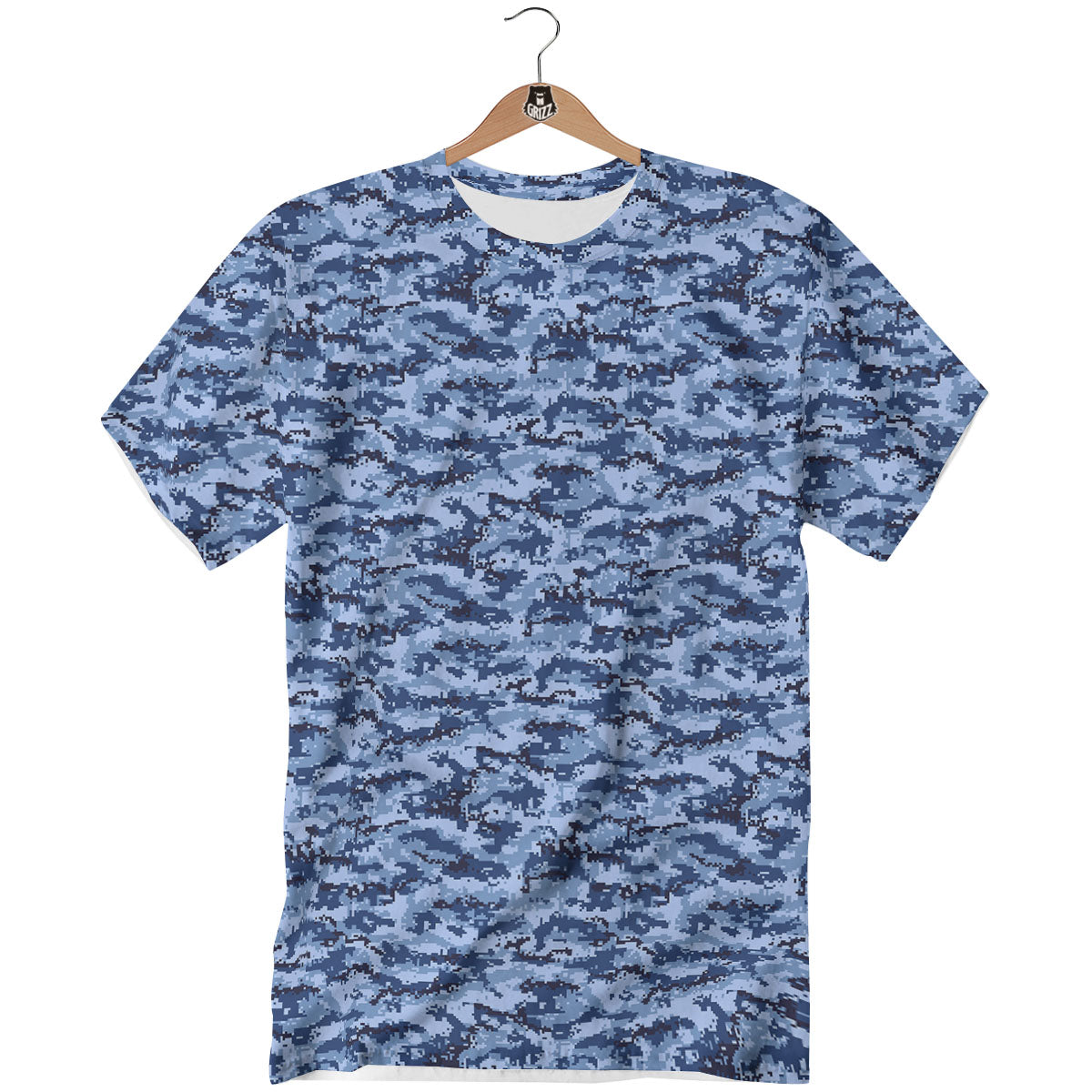 Digital Camo Blue Print Pattern T-Shirt-grizzshop