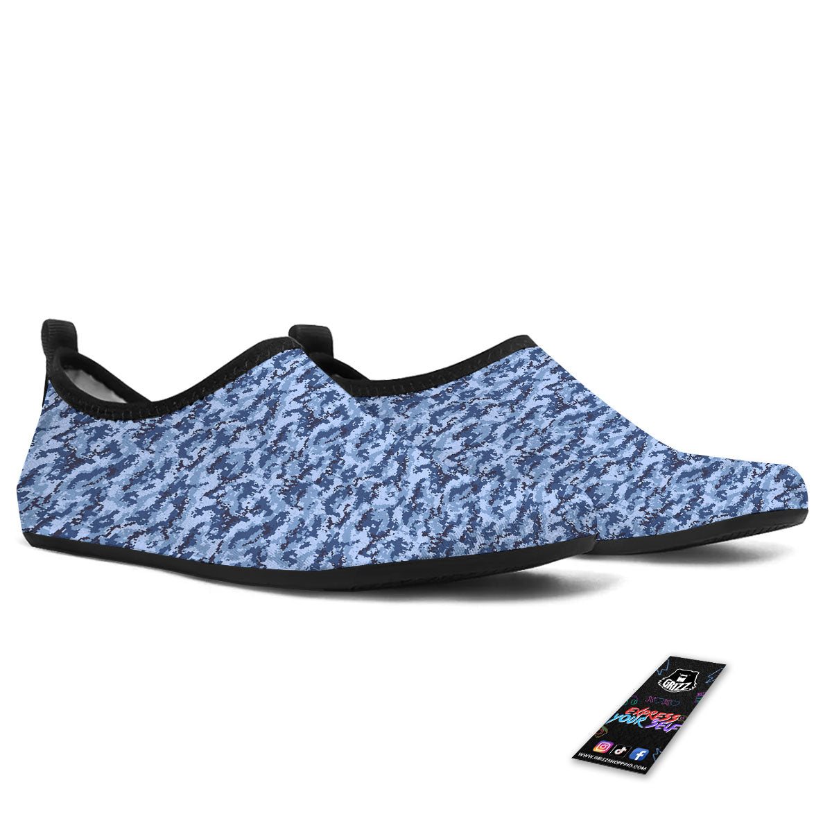 Digital Camo Blue Print Pattern Water Shoes-grizzshop