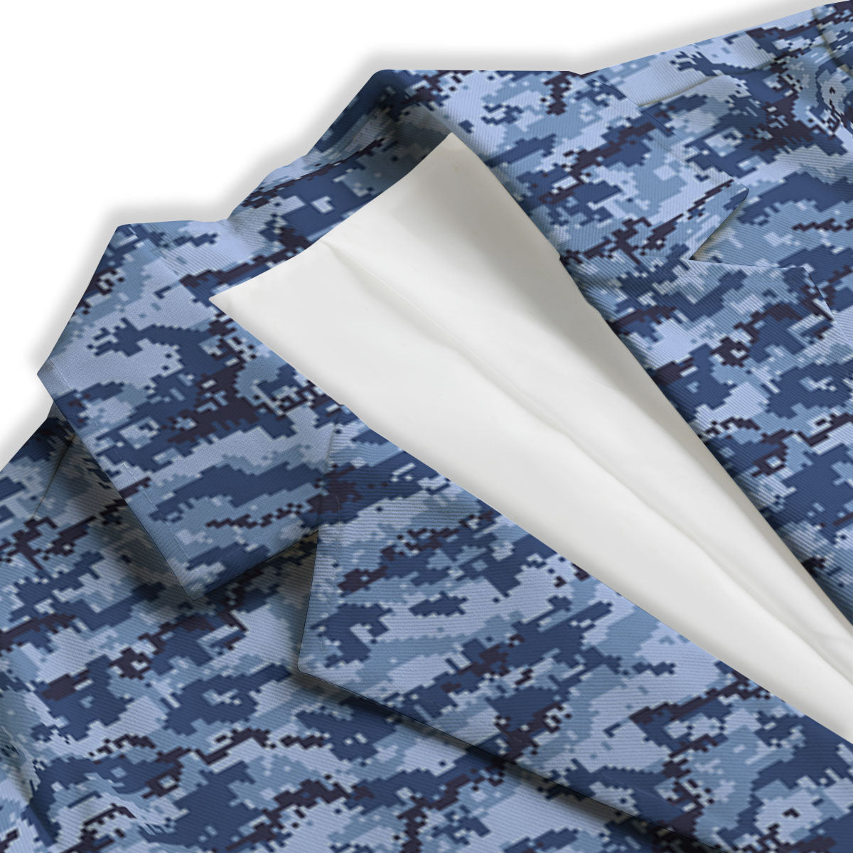 Digital Camo Blue Print Pattern Women's Blazer-grizzshop