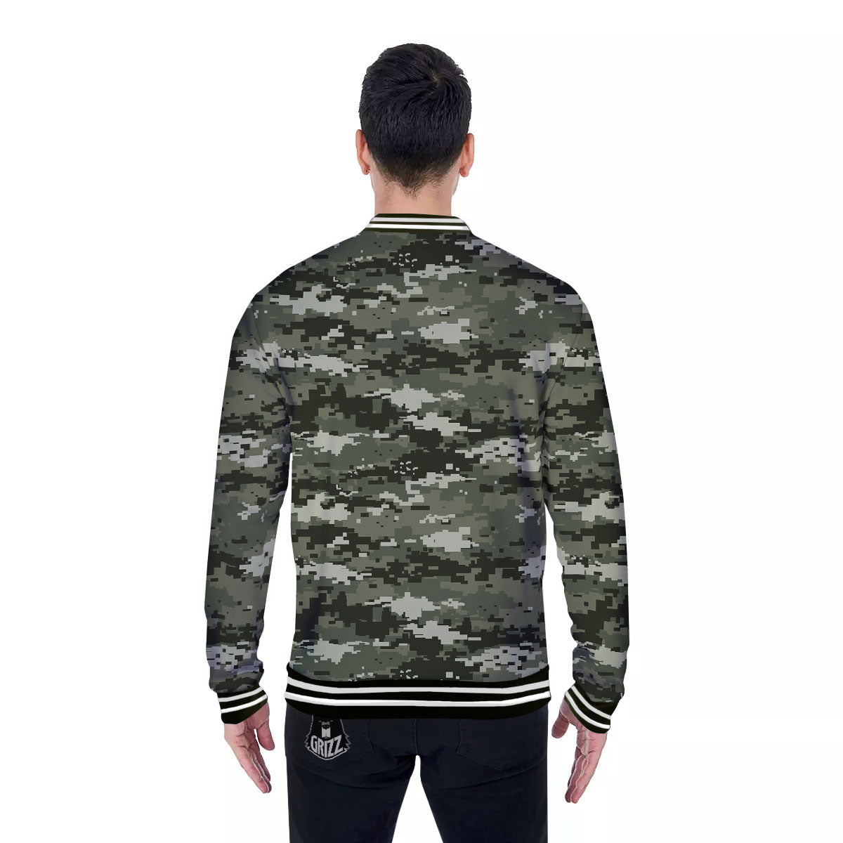 Digital Camo Desert Print Pattern Baseball Jacket-grizzshop