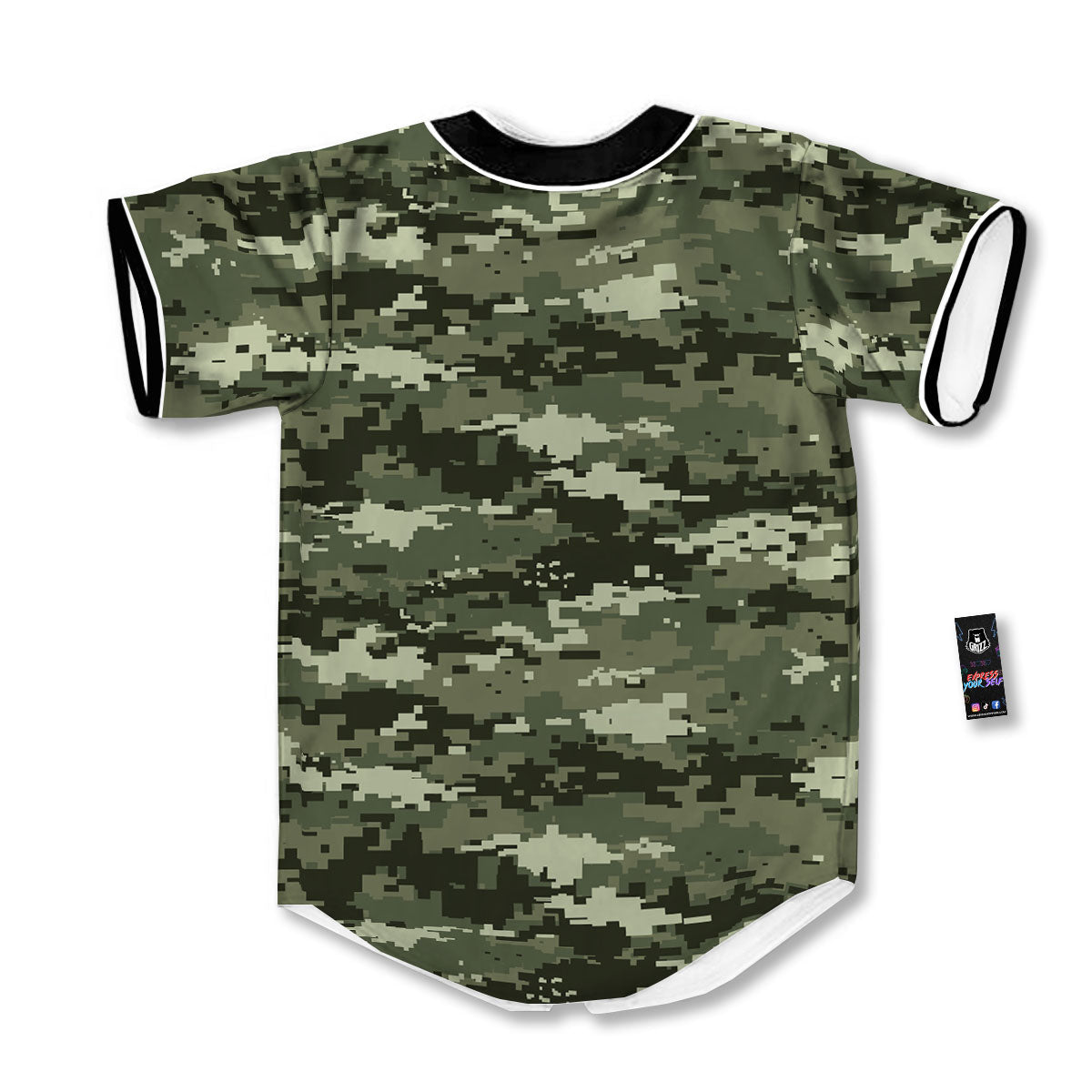 Digital Camo Desert Print Pattern Baseball Jersey-grizzshop