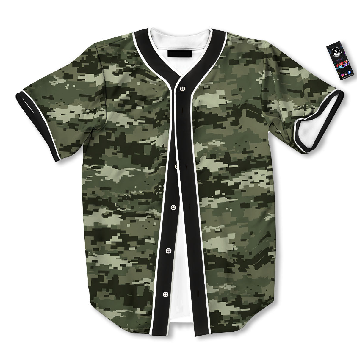 Digital Camo Desert Print Pattern Baseball Jersey-grizzshop
